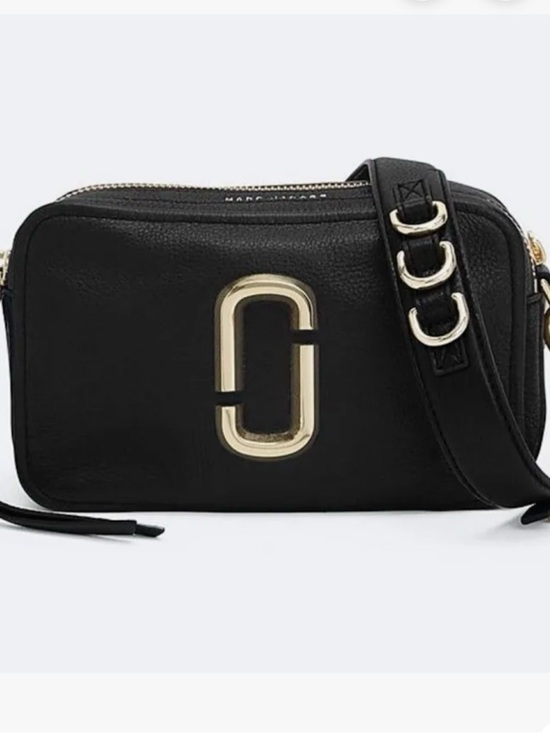 Marc Jacobs Handbags - Marc Jacobs Black Leather Double J Crossbody Camera Bag with Gold Hardware